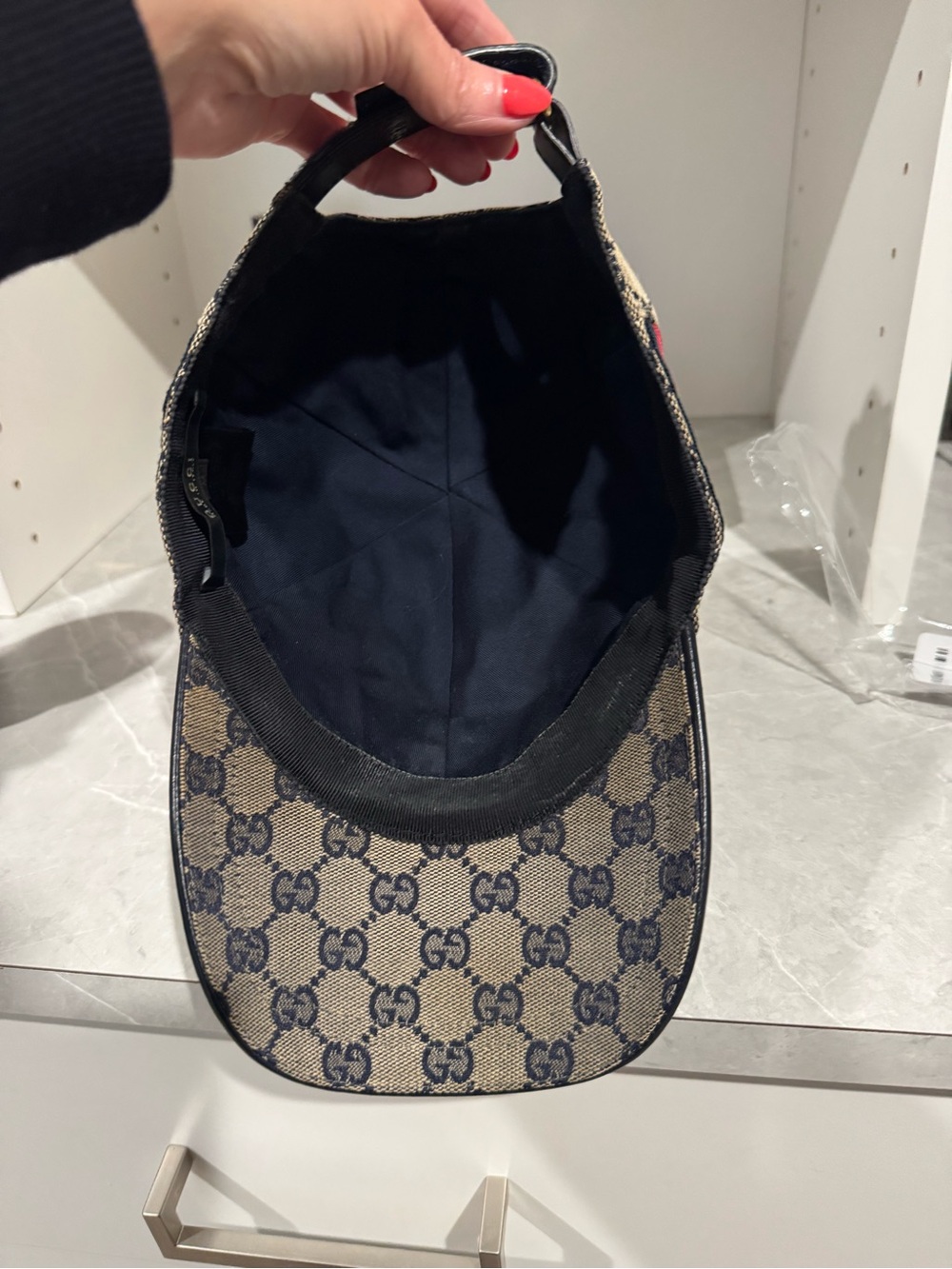 Gucci Men's GG Supreme Canvas Baseball Cap - Beige/Blue - Picture 5 of 6